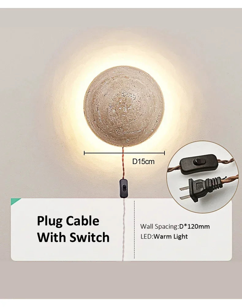 Nordic Limestone Wall Lamp - Natural Stone LED Light for Bedroom & Corridor