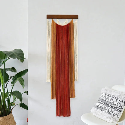 Green Macrame Wall Hanging with Boho Fringe