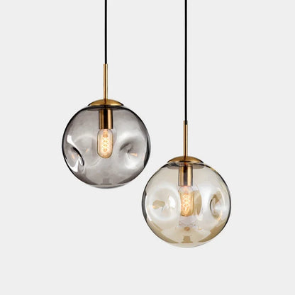Glass Ball Pendant Lamp – Smoky Grey or Amber | Small & Large