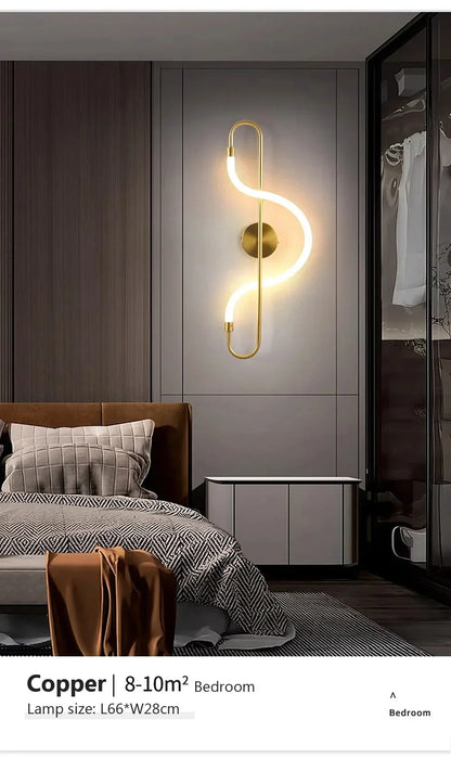 Moderne LED-Wandleuchte – Wandleuchte aus goldfarbenem Aluminium