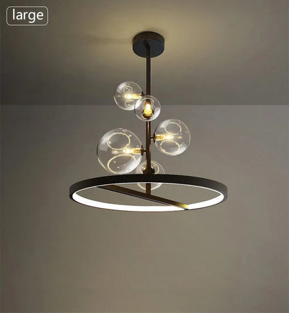 NOSTAGA Glass Circle Pendant Light – LED Chandelier (horizontal)