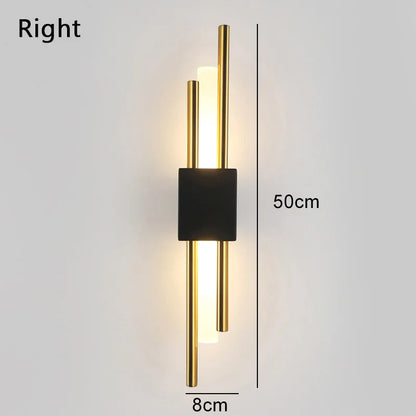 Nordic LED Wall Lamp – Modern Up & Down Sconce | Black/Gold | Bedroom, Living Room, Hallway