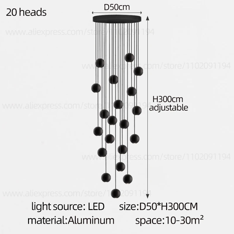 Modern LED Circular Pendant Chandelier - Multi-Light Stairwell Fixture