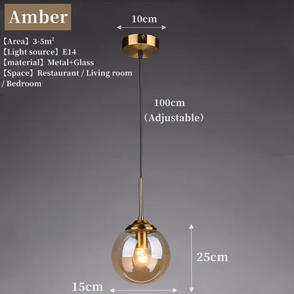 Nordic Glass Pendant Light - Modern LED Chandelier for Living & Dining Room