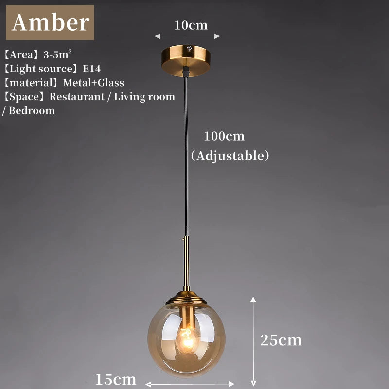 Nordic Glass Pendant Light - Modern LED Chandelier for Living & Dining Room