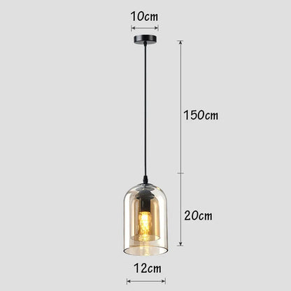 Modern Pendant Lamp – Glass & Iron, 1 or 3 Heads, Dimmable