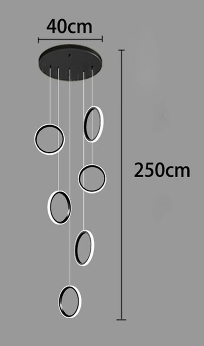 Stairwell Chandelier Crystal Ring - Modern for Staircase & High Ceilings