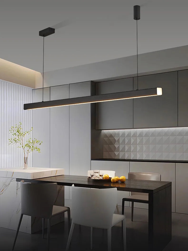 Modern LED Linear Chandelier - Minimalist Pendant Light for Kitchen Island & Dining Room