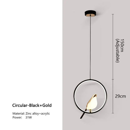 Magpie Bird LED Pendant Lamp - Modern Nordic Design
