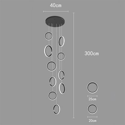 Stairwell Chandelier Crystal Ring - Modern for Staircase & High Ceilings