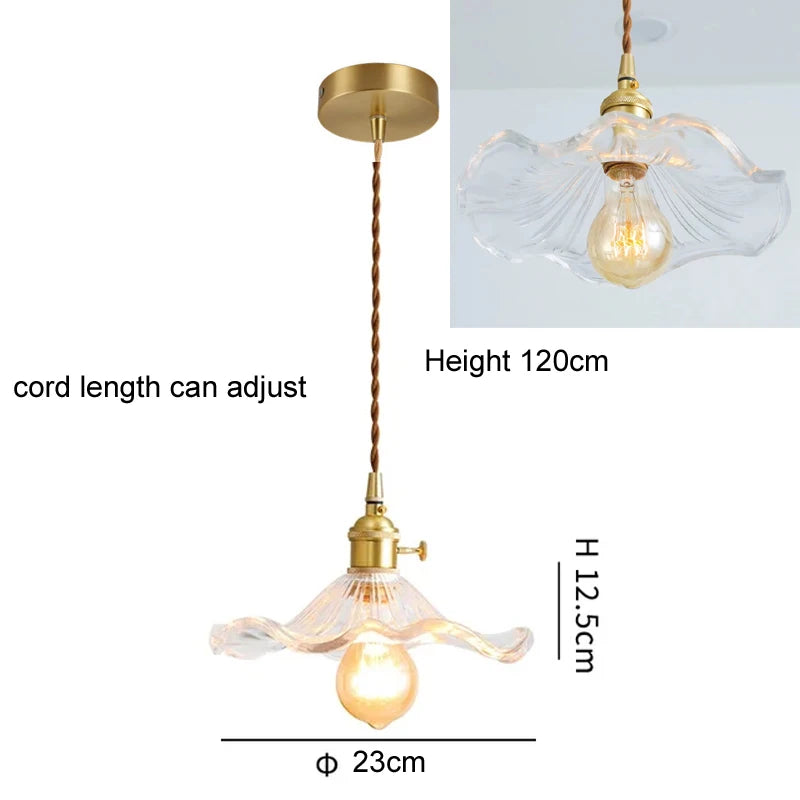 Flower Glass Pendant Lamp - Copper Ceiling Chandelier