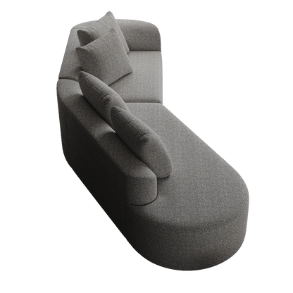 Luxury Dark Gray Chenille Cloud Sofa - 4-Seater Curved Sectional Couch