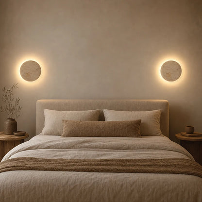 Round LED Wall Sconce – Wabi Sabi Bedside Light