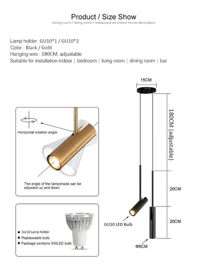 Adjustable Spotlight Pendant - Modern Minimalist LED Hanging Lamp