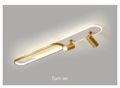 Dimbare LED Plafondlamp met Spotlight – 60/80/100/120 cm | Zwart, Wit of Goud