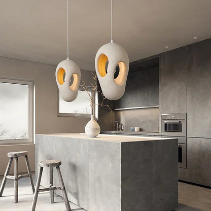 Wabi-Sabi Resin Pendant Light - Modern Sculptural Hanging Lamp