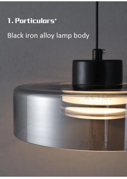 Minimalistische Glazen LED Hanglamp Zwart