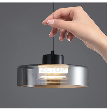 Minimalistische Glazen LED Hanglamp Zwart