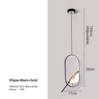 Magpie Bird LED Pendant Lamp - Modern Nordic Design