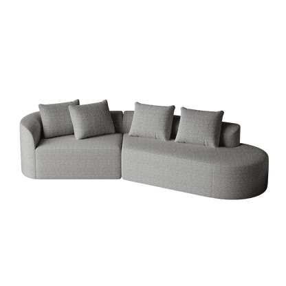 Luxury Dark Gray Chenille Cloud Sofa - 4-Seater Curved Sectional Couch