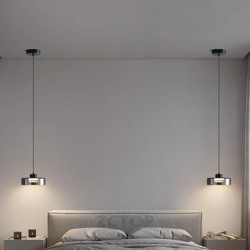 Minimalistische Glazen LED Hanglamp Zwart
