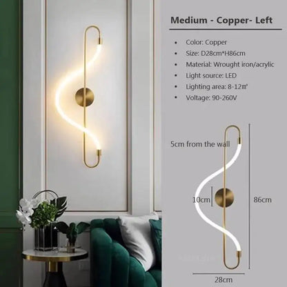Moderne LED-Wandleuchte – Wandleuchte aus goldfarbenem Aluminium