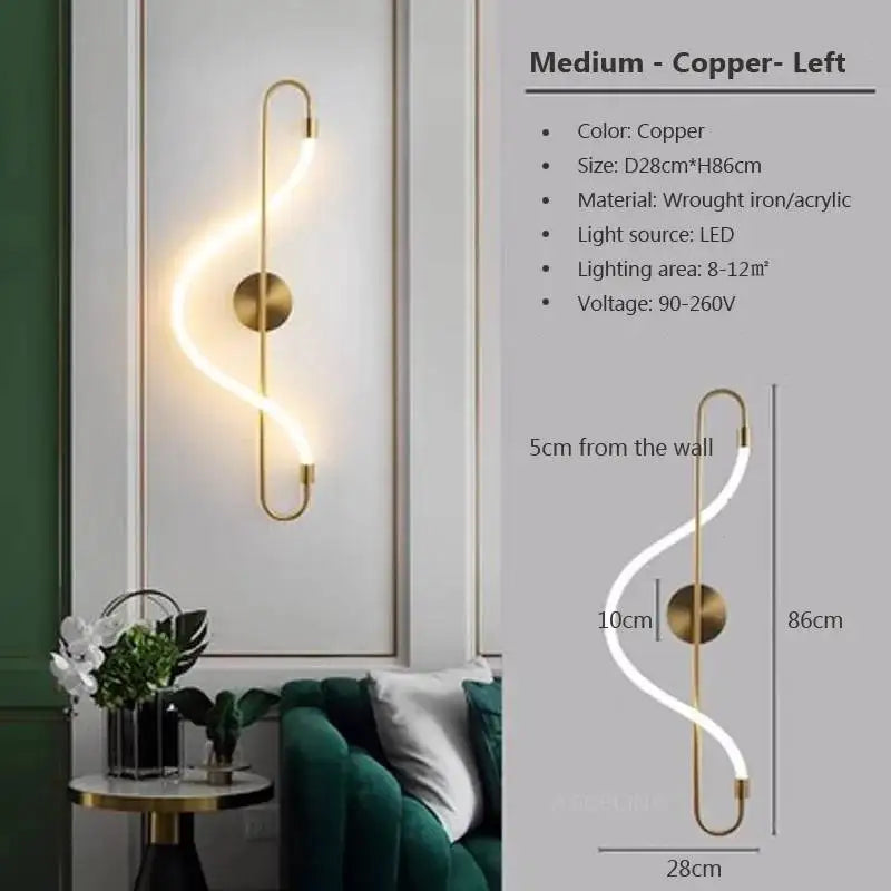Moderne LED-Wandleuchte – Wandleuchte aus goldfarbenem Aluminium