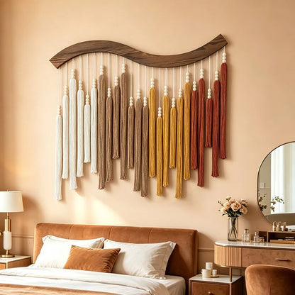 Green Macrame Wall Hanging with Tassels – 70 × 80 cm