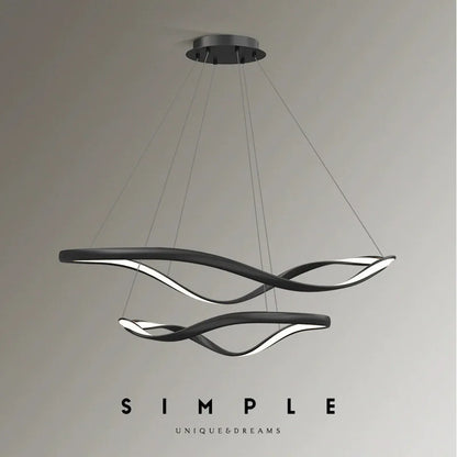 Modern Wavy Ring LED Pendant Light - Circular Designer Chandelier