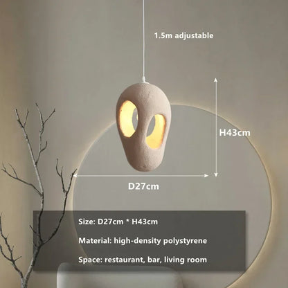 Wabi-Sabi Resin Pendant Light - Modern Sculptural Hanging Lamp