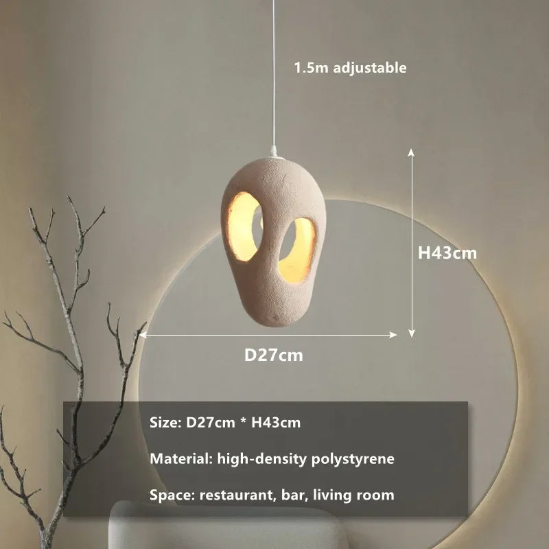 Wabi-Sabi Resin Pendant Light - Modern Sculptural Hanging Lamp