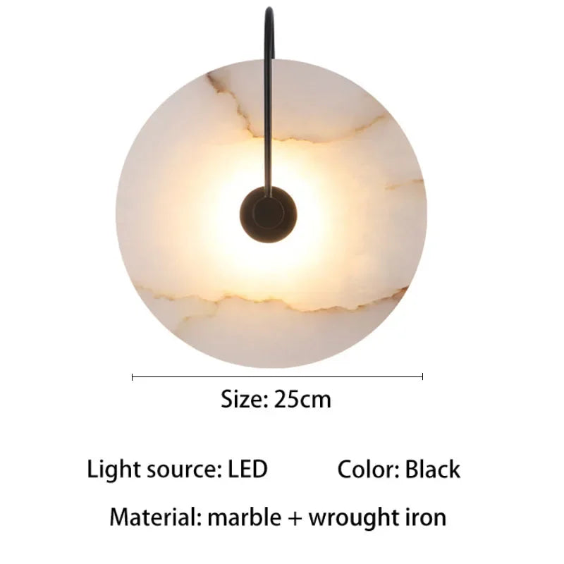 Nordic Marble LED Wall Lamp - Luxury Circular Designer Light for Bedroom & Restaurant