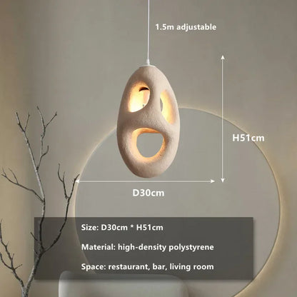 Wabi-Sabi Resin Pendant Light - Modern Sculptural Hanging Lamp