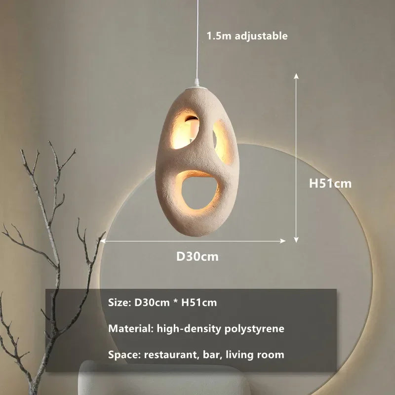 Wabi-Sabi Resin Pendant Light - Modern Sculptural Hanging Lamp