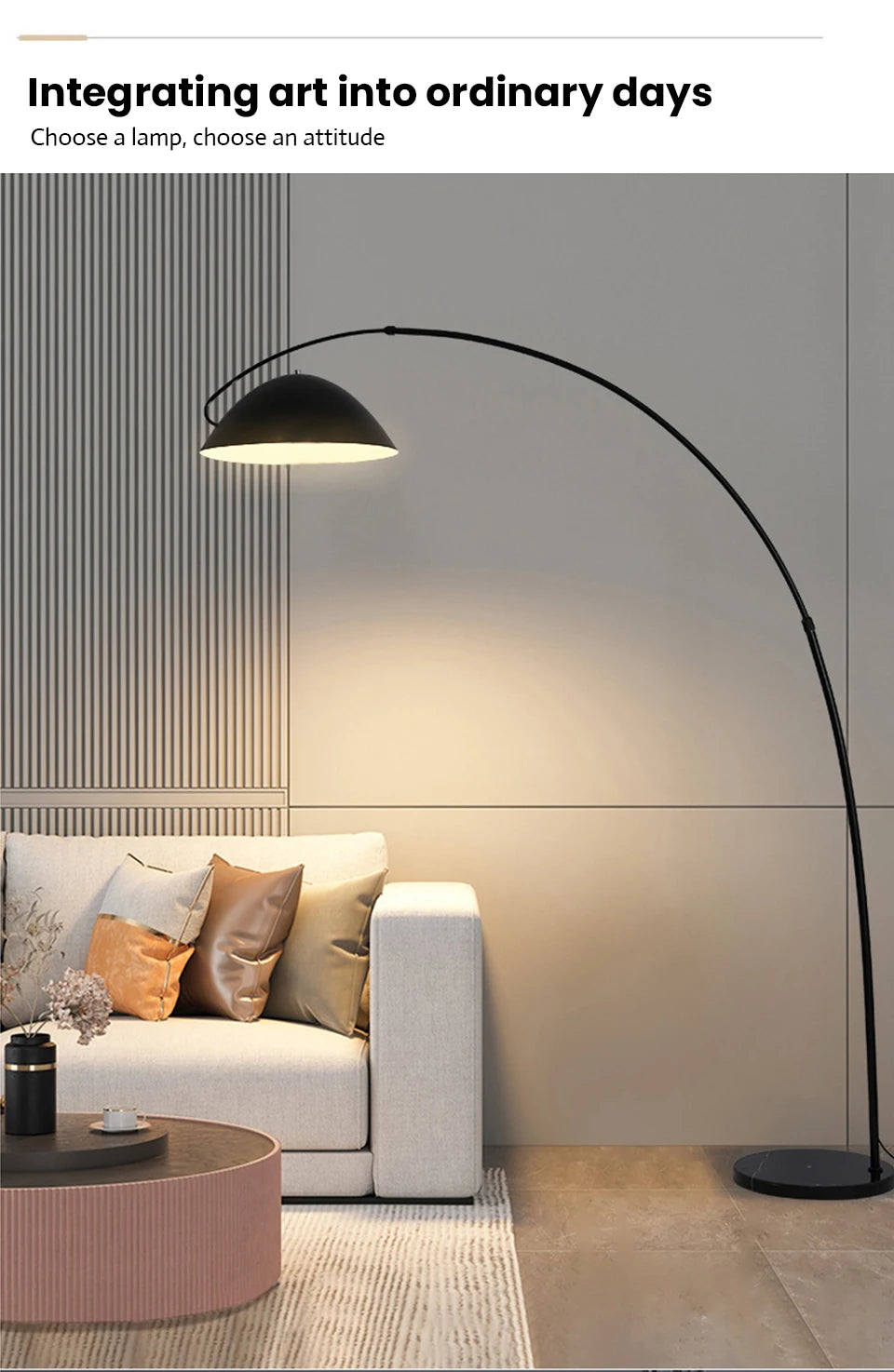 Moderne Scandinavische LED-vloerlamp - driekleurig vishengel ontwerp