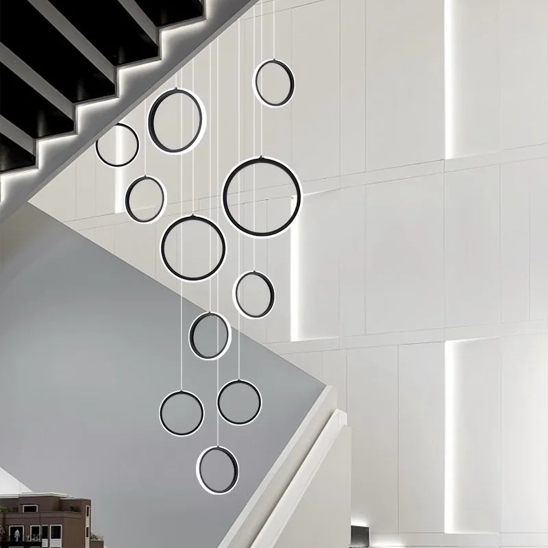 Stairwell Chandelier Crystal Ring - Modern for Staircase & High Ceilings