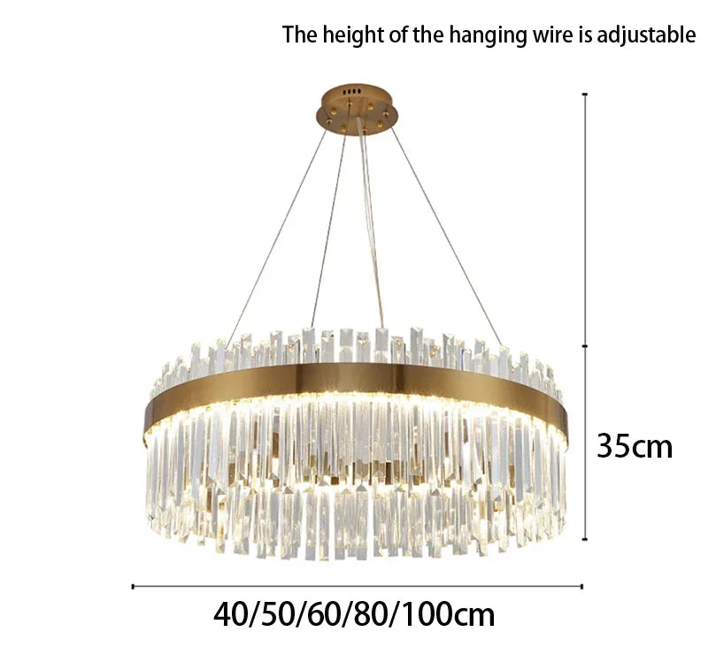 Luxury Crystal Chandelier - Nordic Modern Gold Pendant Light for Living Room & Dining