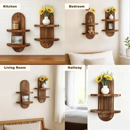 Boho Wooden Wall Shelf