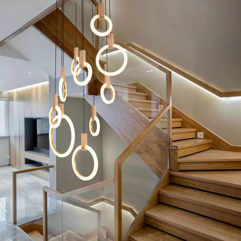 Wooden Ceiling Chandelier - Modern Pendant Light for Living Room, Bedroom & Dining Room