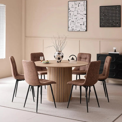 Round Dining Table 120cm - Modern Farmhouse Style for 4-6 People