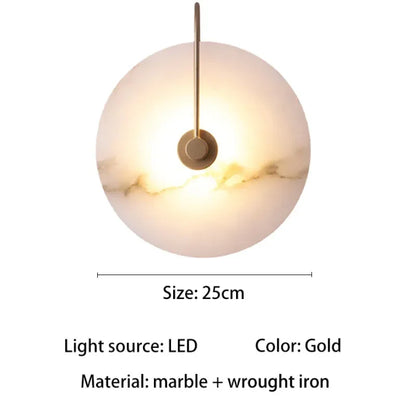 Nordic Marble LED Wall Lamp - Luxury Circular Designer Light for Bedroom & Restaurant