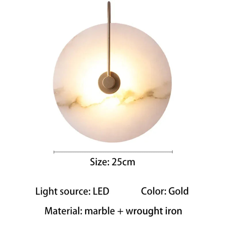 Nordic Marble LED Wall Lamp - Luxury Circular Designer Light for Bedroom & Restaurant