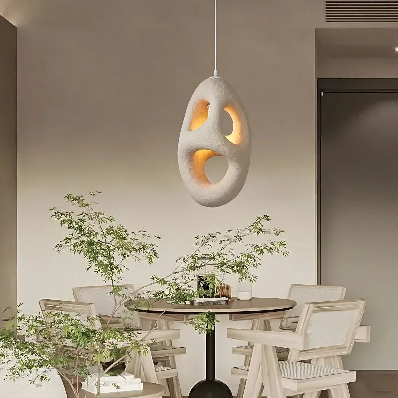 Wabi-Sabi Resin Pendant Light - Modern Sculptural Hanging Lamp
