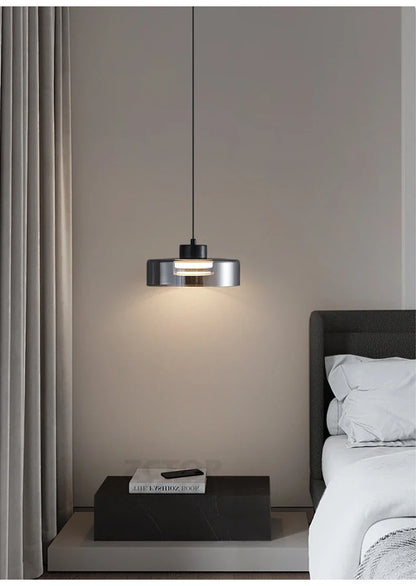 Minimalistische Glazen LED Hanglamp Zwart