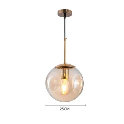 Glass Ball Pendant Lamp – Smoky Grey or Amber | Small & Large