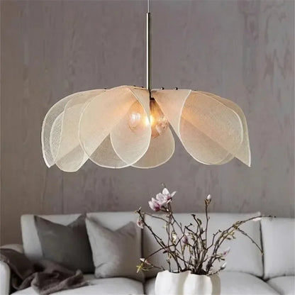Fabric Flower Pendant Light - French Wabi-Sabi Cloth Lamp