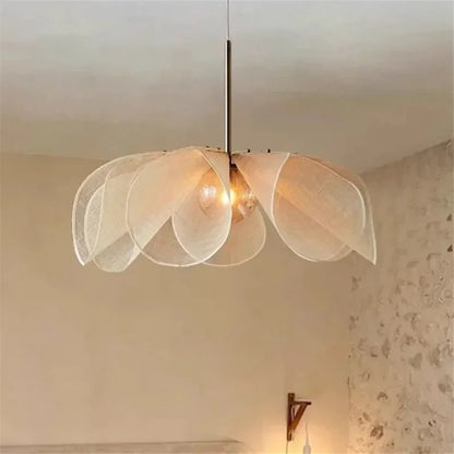 Fabric Flower Pendant Light - French Wabi-Sabi Cloth Lamp