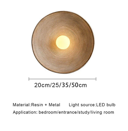 Runde Wandleuchte Luna – Wabi-Sabi-Harzlampe