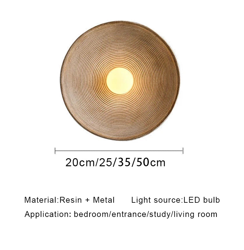 Runde Wandleuchte Luna – Wabi-Sabi-Harzlampe