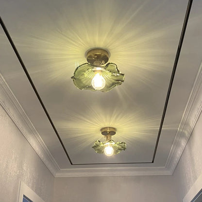 Flower Glass Pendant Lamp - Copper Ceiling Chandelier